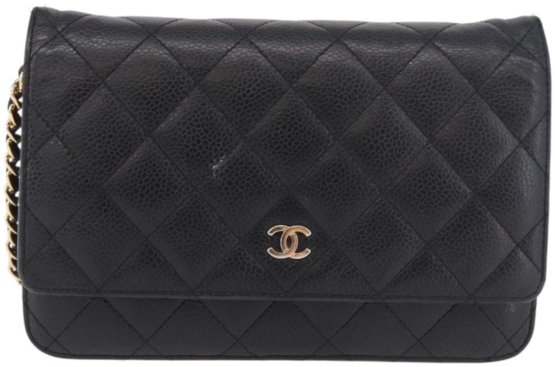 Chanel Chanel Matelassé Cuir Noir Black leather mini Zwart