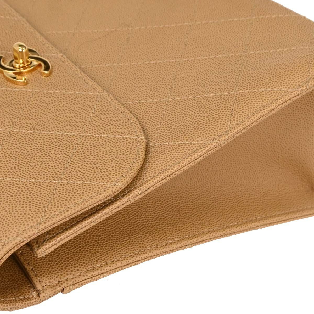 Chanel Chanel Vintage Top Handle Flap Bag Quilted Caviar Small Beige