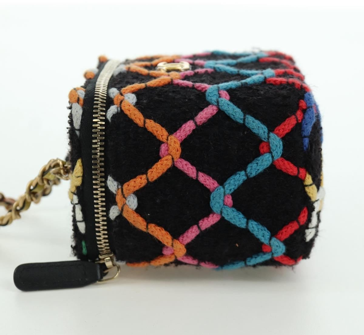Chanel Pearl Crush Vanity Case with Chain Quilted Multicolor Tweed Small Divers