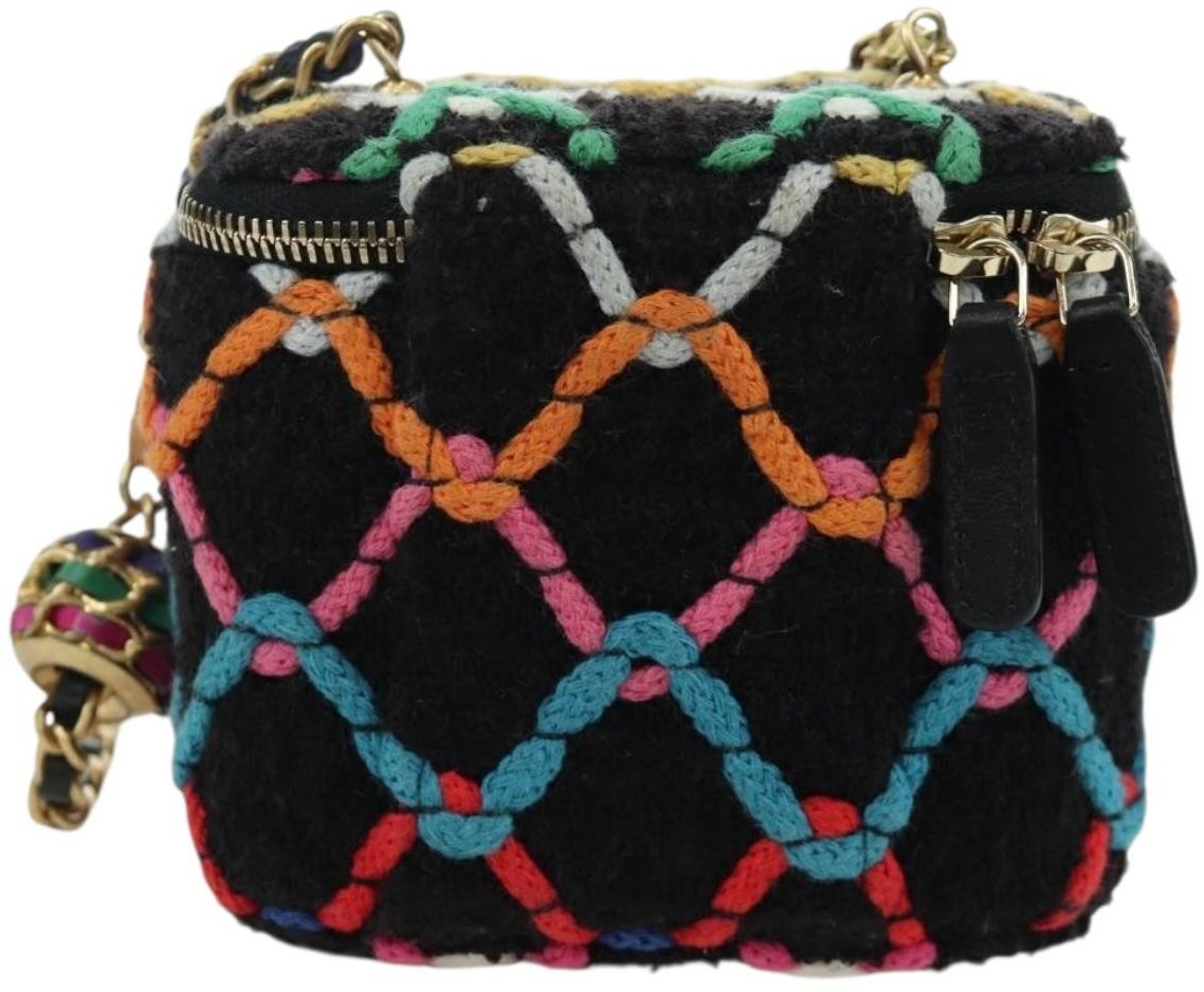Chanel Pearl Crush Vanity Case with Chain Quilted Multicolor Tweed Small Divers