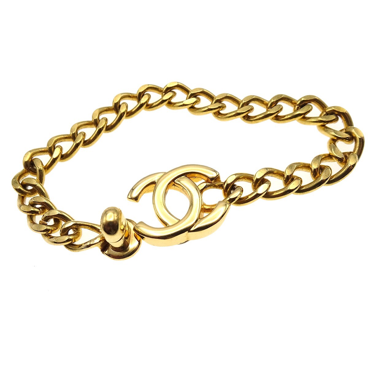 Chanel Chanel Vintage CC Turnlock Chain Bracelet Metal Goud