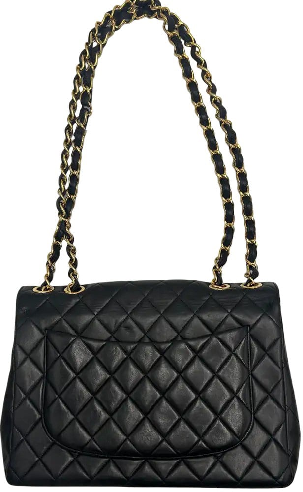 Chanel Vintage Classic Double Flap Maxi CC Lambskin Zwart