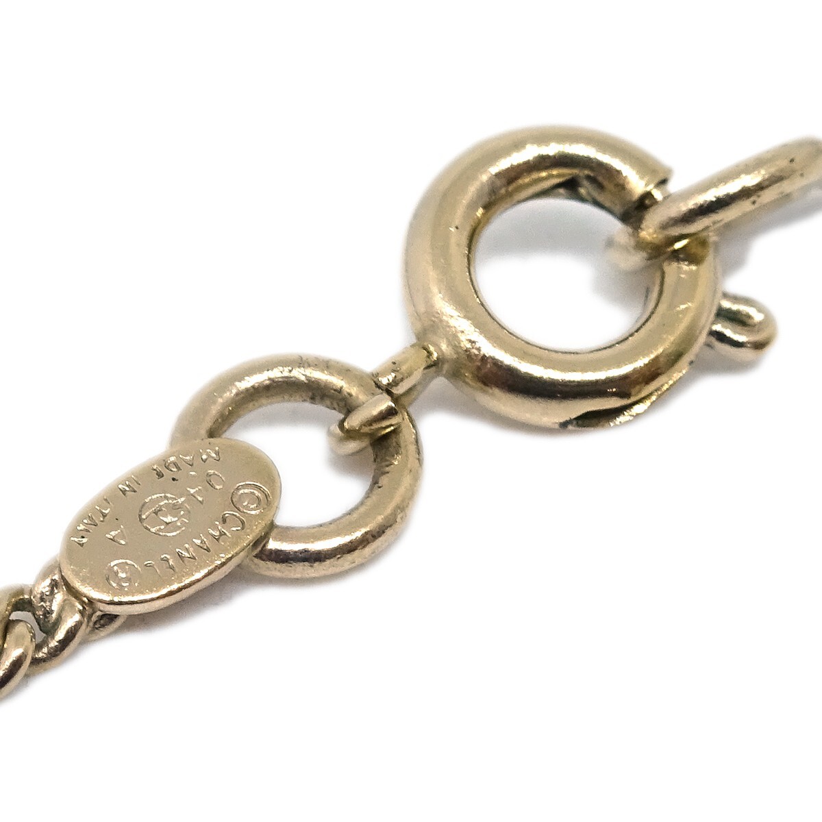 Chanel Chanel CC Lipstick Charm Pendant Necklace Metal with Resin and Crystals Goud