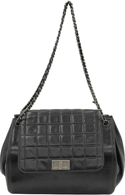 Chanel Vintage Reissue Square Flap Bag Leather Zwart