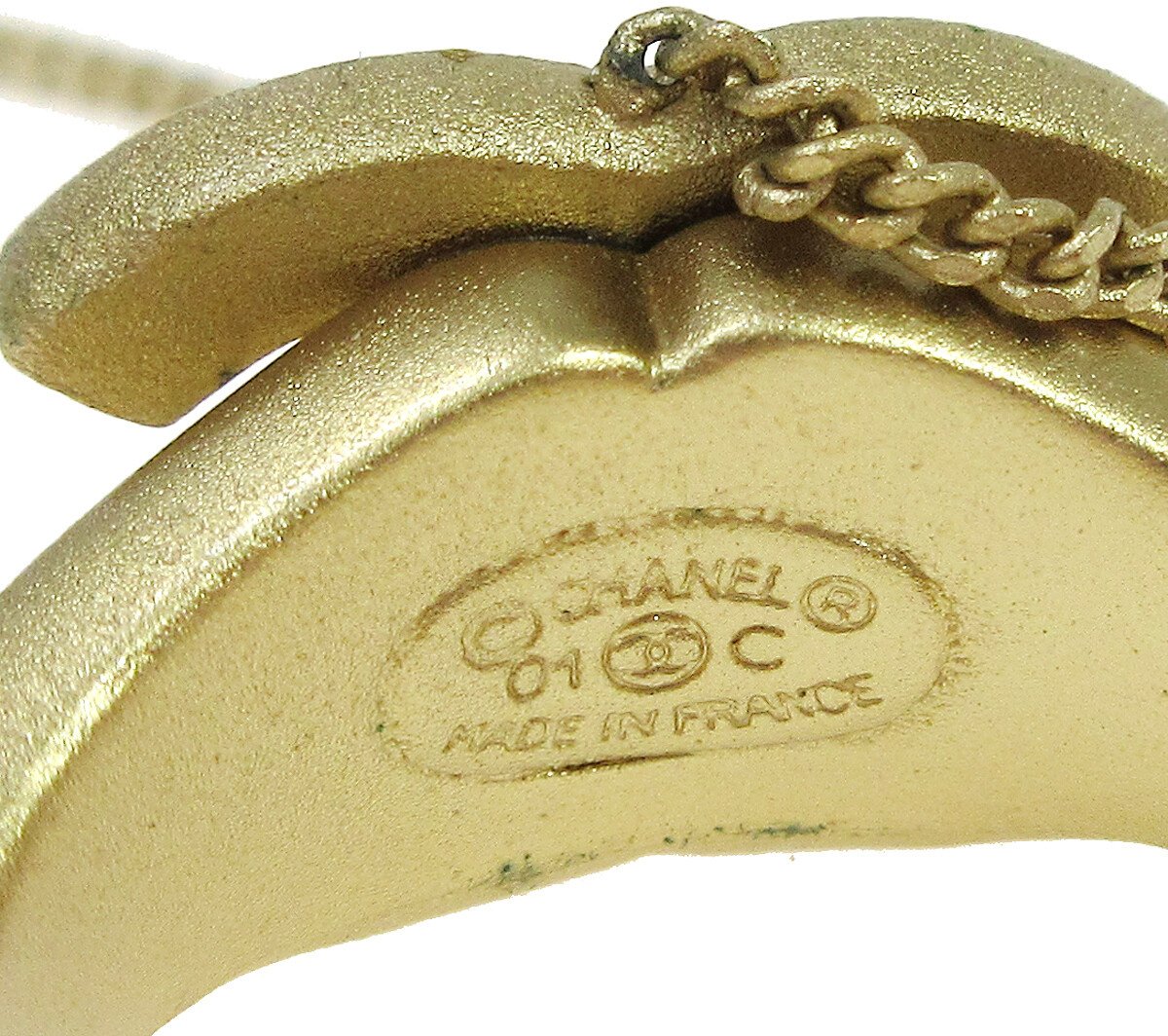 Chanel Chanel Logo Cuff with CC Ring Metal with Crystal Goud