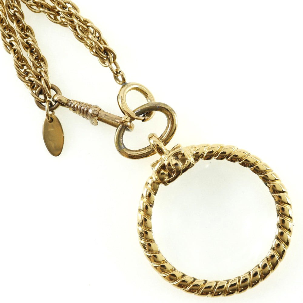 Chanel Chanel Vintage Double CC Pendant Necklace Metal Goud