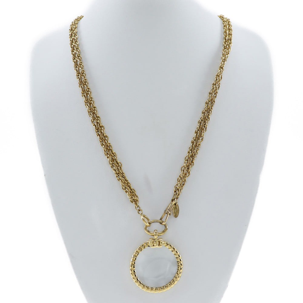 Chanel Chanel Vintage Double CC Pendant Necklace Metal Goud