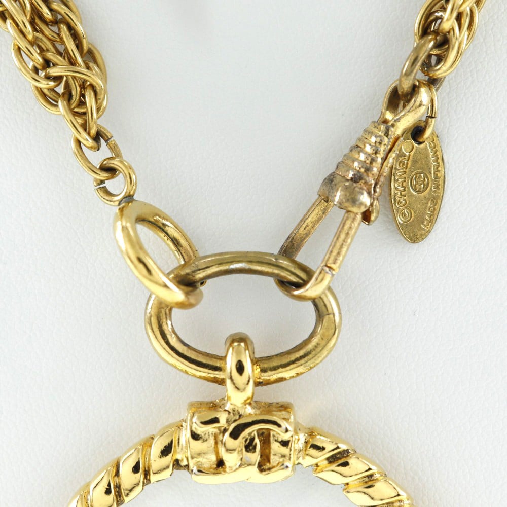 Chanel Chanel Vintage Double CC Pendant Necklace Metal Goud