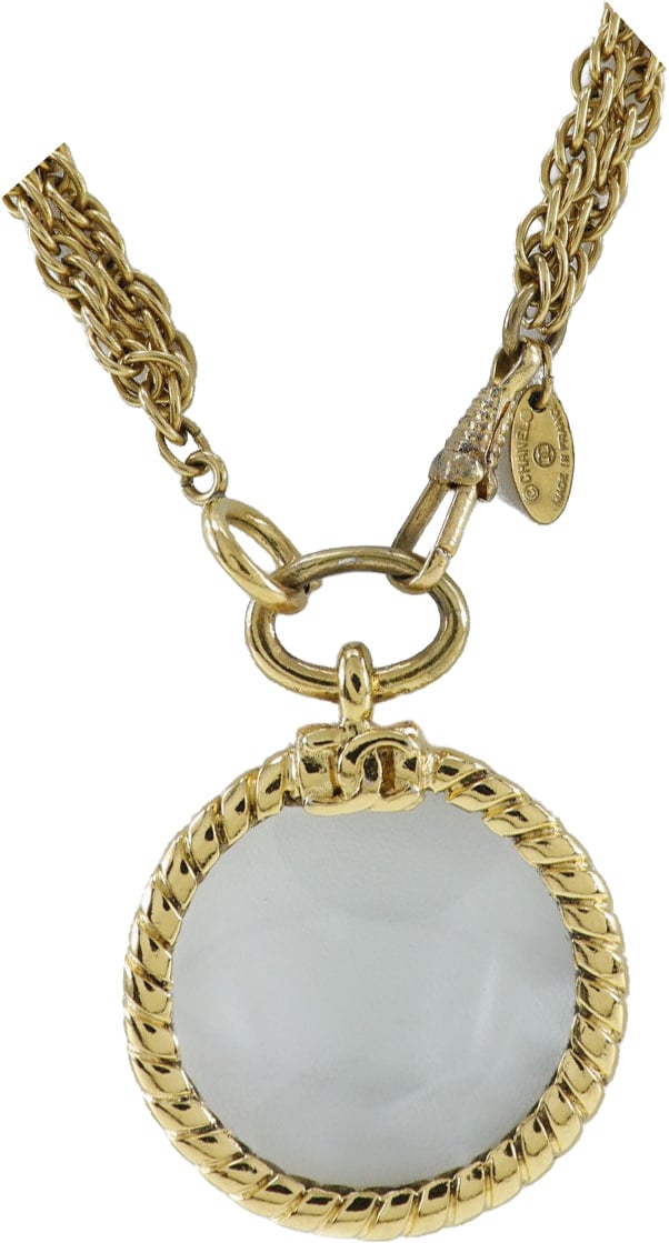 Chanel Chanel Vintage Double CC Pendant Necklace Metal Goud