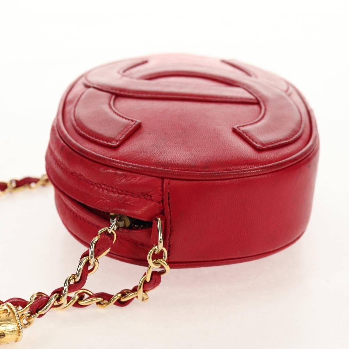 Chanel Chanel Vintage Oval CC Tassel Crossbody Bag Leather Mini Rood