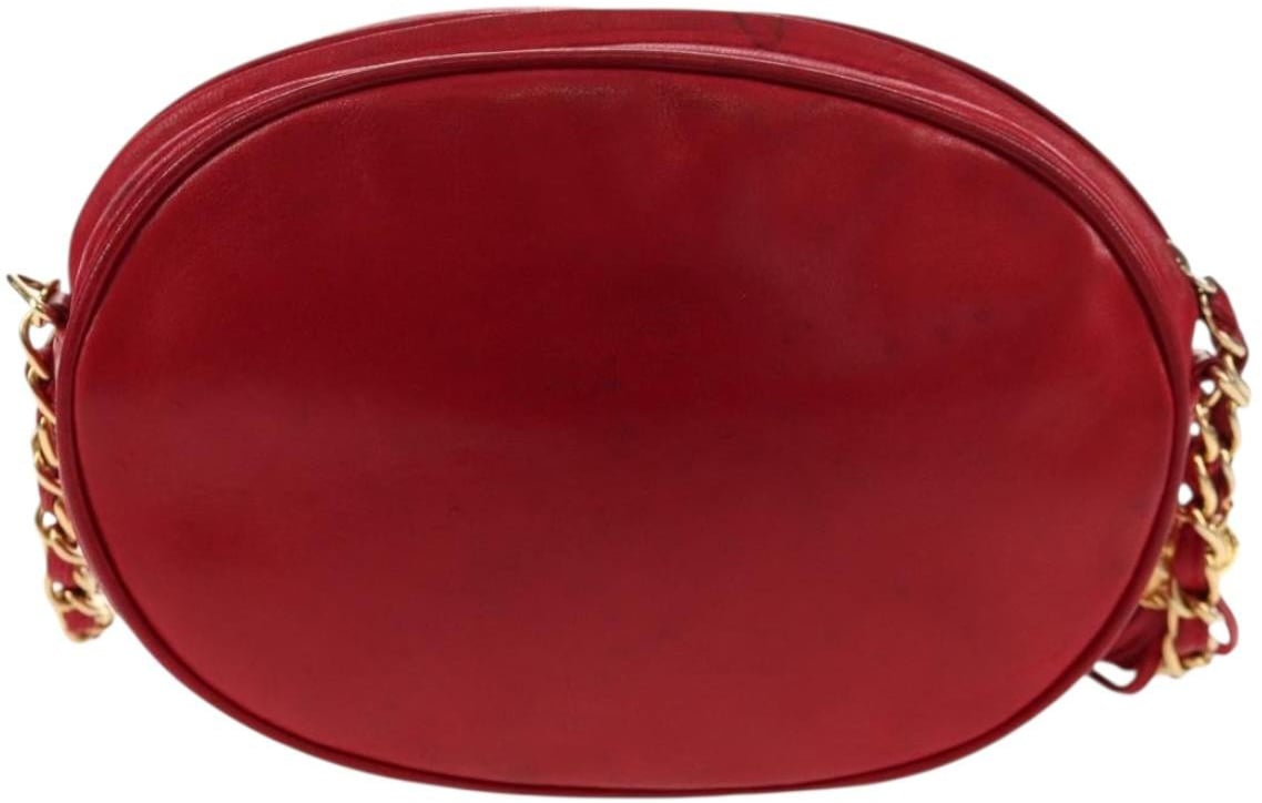Chanel Chanel Vintage Oval CC Tassel Crossbody Bag Leather Mini Rood