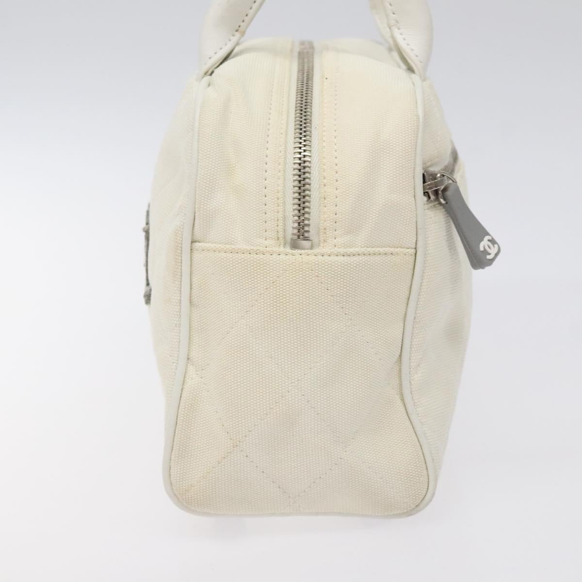 Chanel Chanel Vintage Logo Bowler Bag Quilted Canvas Medium Wit