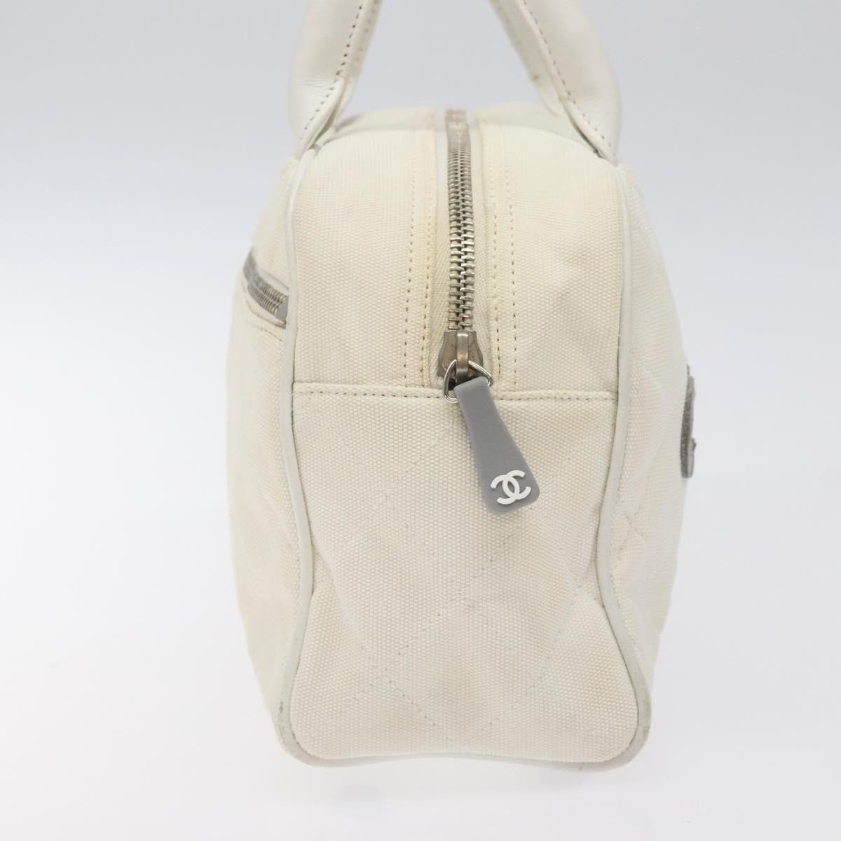 Chanel Chanel Vintage Logo Bowler Bag Quilted Canvas Medium Wit