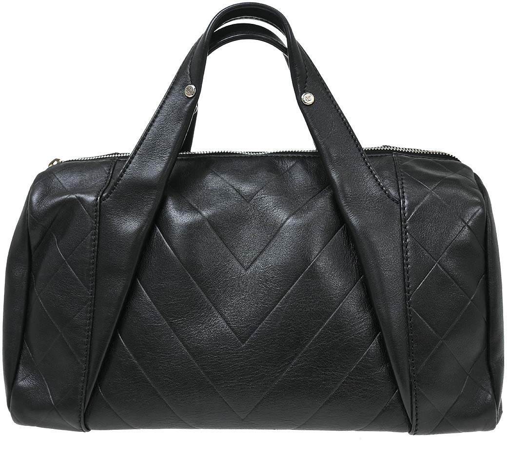 Chanel All Day Long Bowler Chevron Leather Medium Zwart