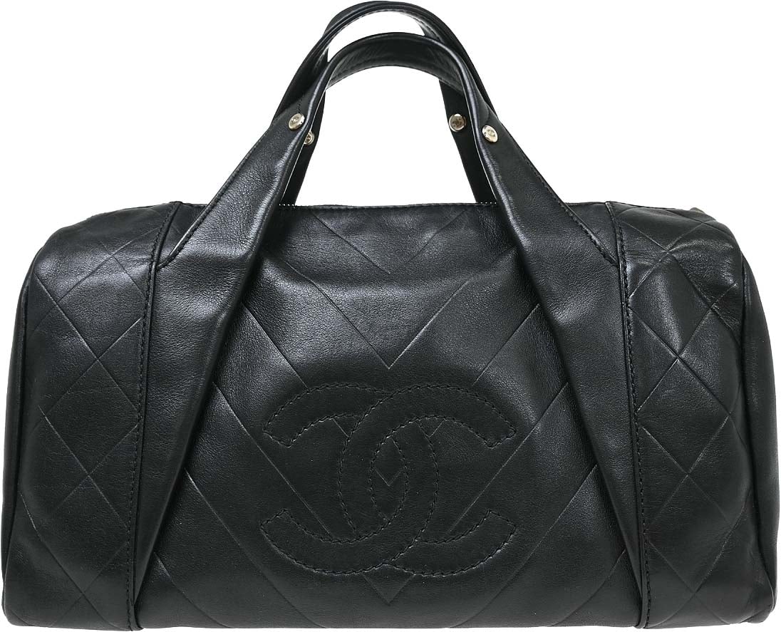 Chanel All Day Long Bowler Chevron Leather Medium Zwart