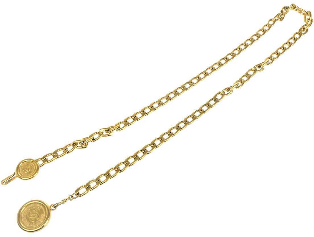 Chanel Chanel CC Logo Elastic Belt Leather Medium Goud