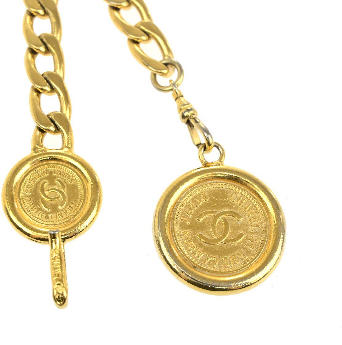 Chanel Chanel CC Logo Elastic Belt Leather Medium Goud