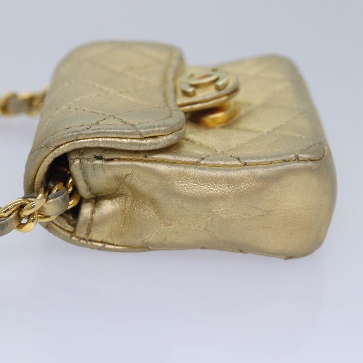 Chanel Chanel Vintage Square CC Flap Bag Quilted Leather Micro Goud