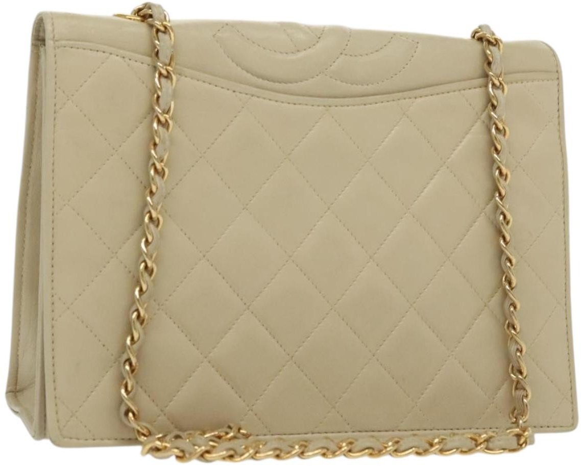 Chanel Chanel Vintage CC Full Flap Bag Quilted Lambskin Small Beige
