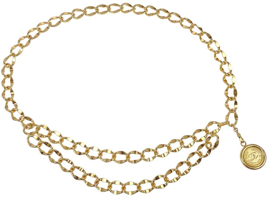 Chanel Chanel Vintage Medallion Chain Belt Metal Goud