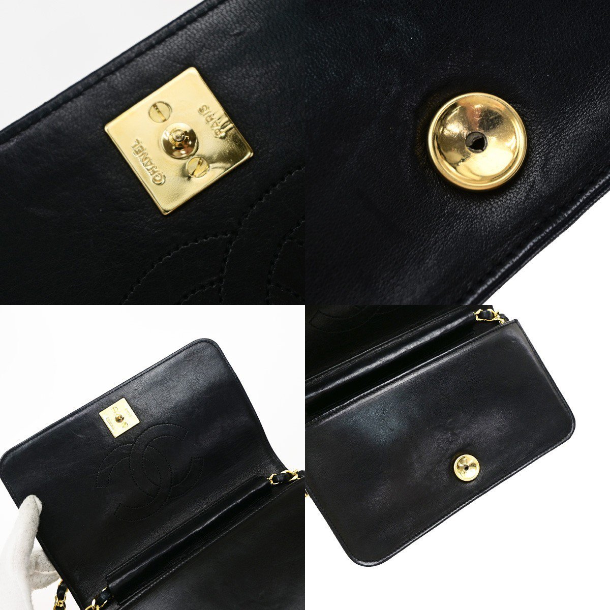 Chanel Vintage Full Flap Quilted Lambskin Mini Zwart