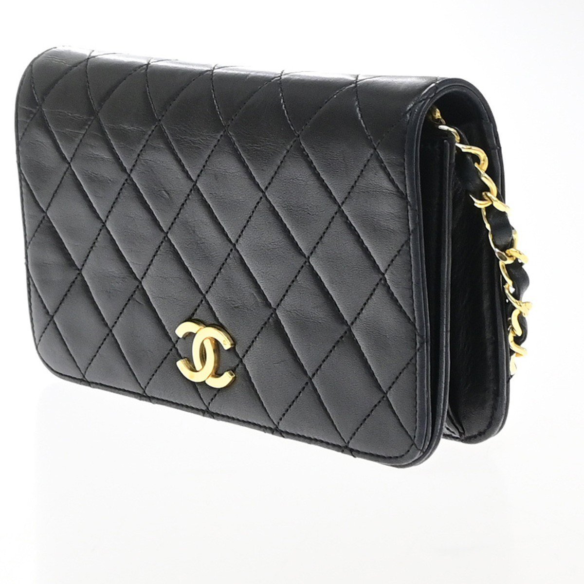 Chanel Vintage Full Flap Quilted Lambskin Mini Zwart