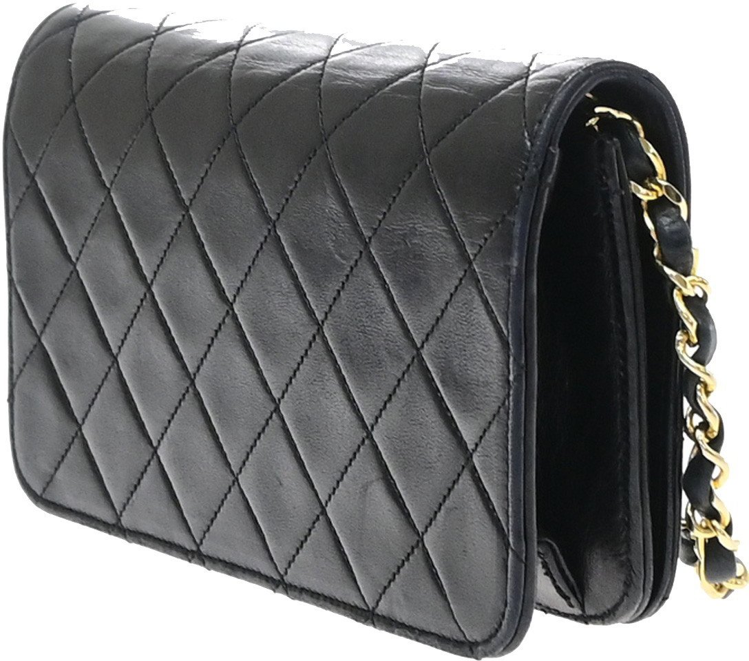 Chanel Vintage Full Flap Quilted Lambskin Mini Zwart