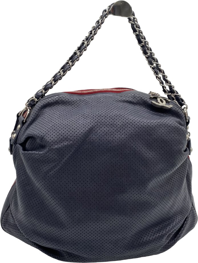 Chanel Chanel Baseball Spirit Hobo Perforated Leather large Blauw