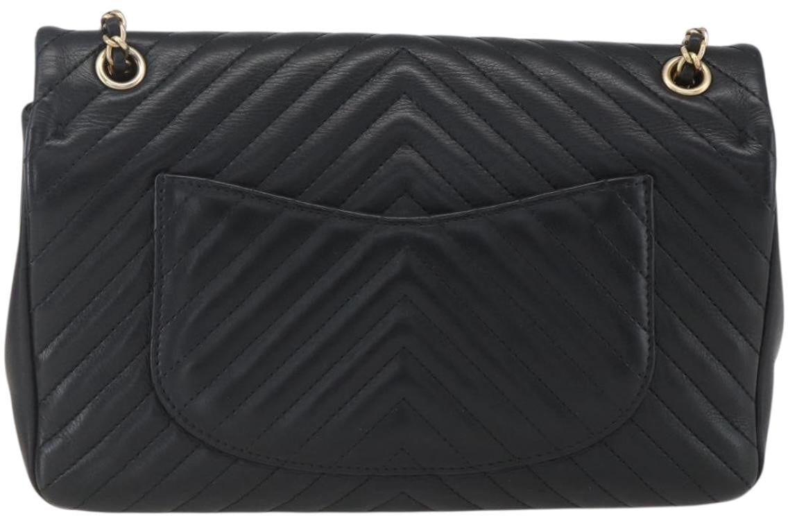 Chanel Double Chevron Flap bag Quilted Leather Medium Zwart