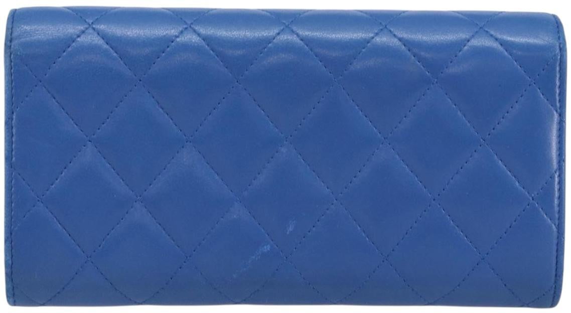 Chanel Chanel CC Gusset Classic Flap Wallet Quilted Lambskin Small Blauw