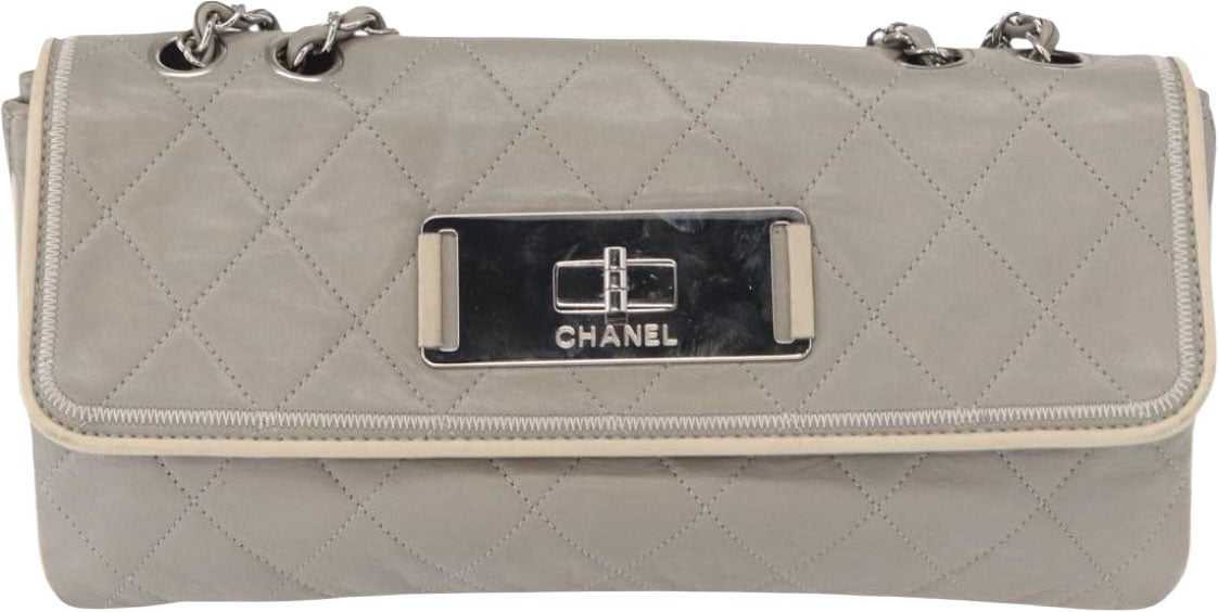 Chanel Mademoiselle Lock Flap Quilted Lambskin East West Grijs