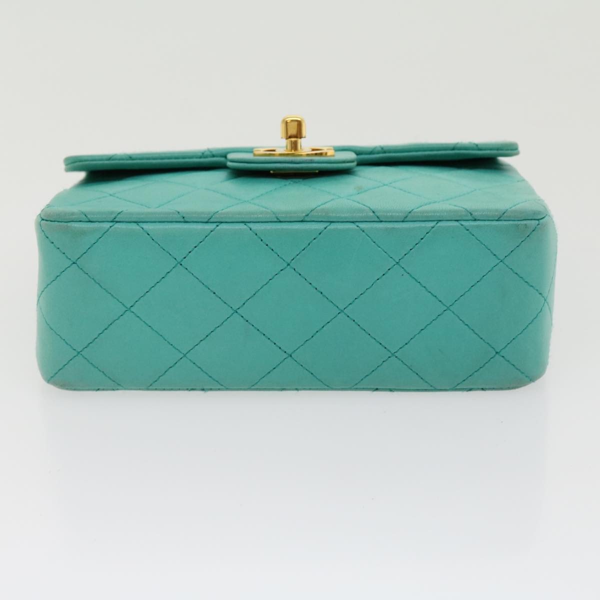 Chanel Chanel Square Classic Single Flap Bag Quilted Lambskin Mini Blauw