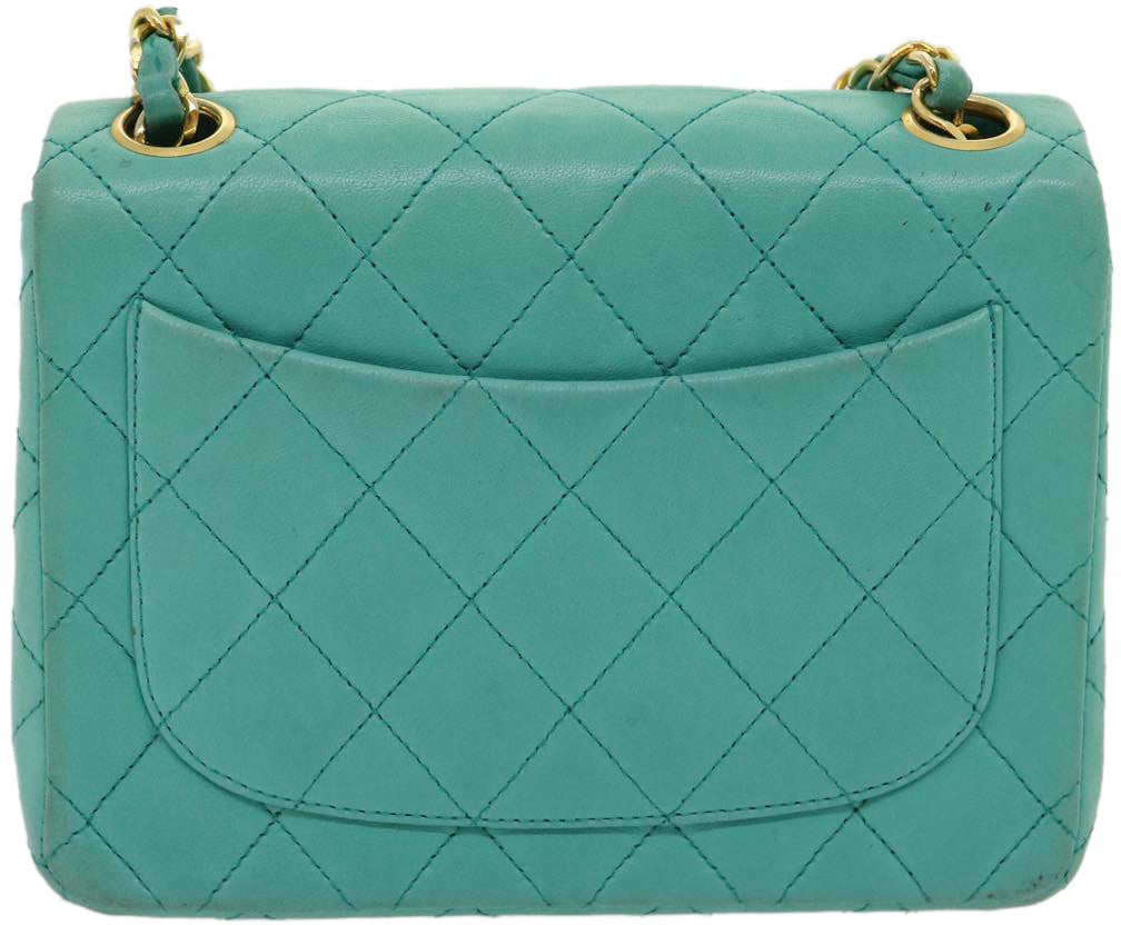 Chanel Chanel Square Classic Single Flap Bag Quilted Lambskin Mini Blauw