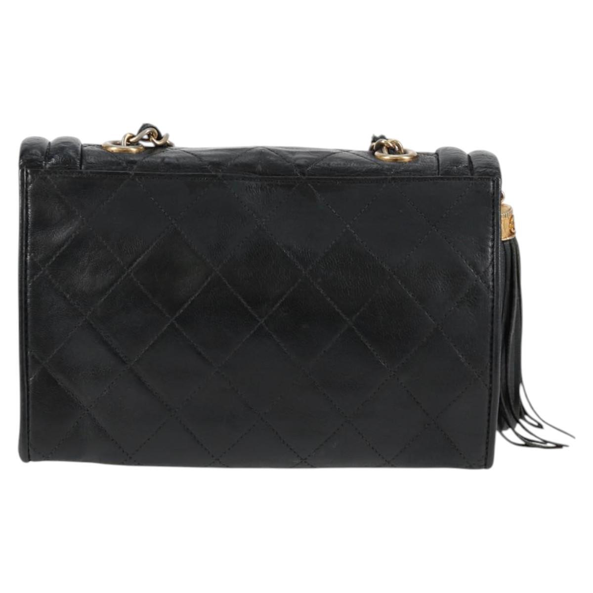 Chanel Chanel Vintage Tassel Flap Bag Leather Zwart