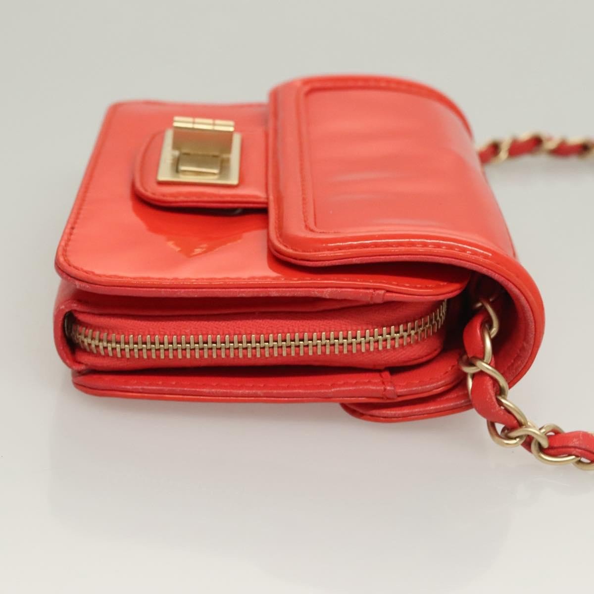 Chanel Chanel Reissue 2.55 Square Zip Around Card Holder Wallet Quilted Aged Calfskin Oranje