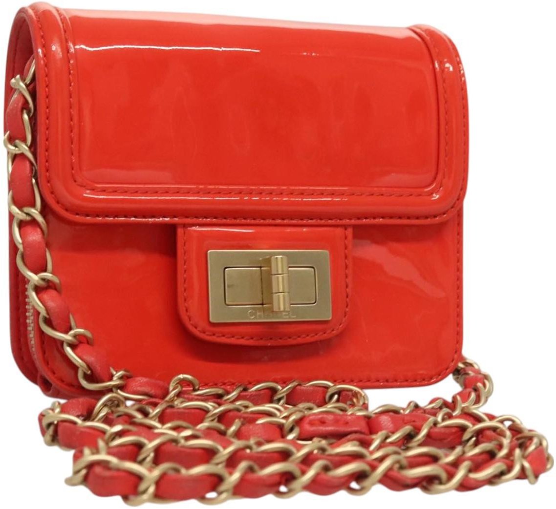 Chanel Chanel Reissue 2.55 Square Zip Around Card Holder Wallet Quilted Aged Calfskin Oranje