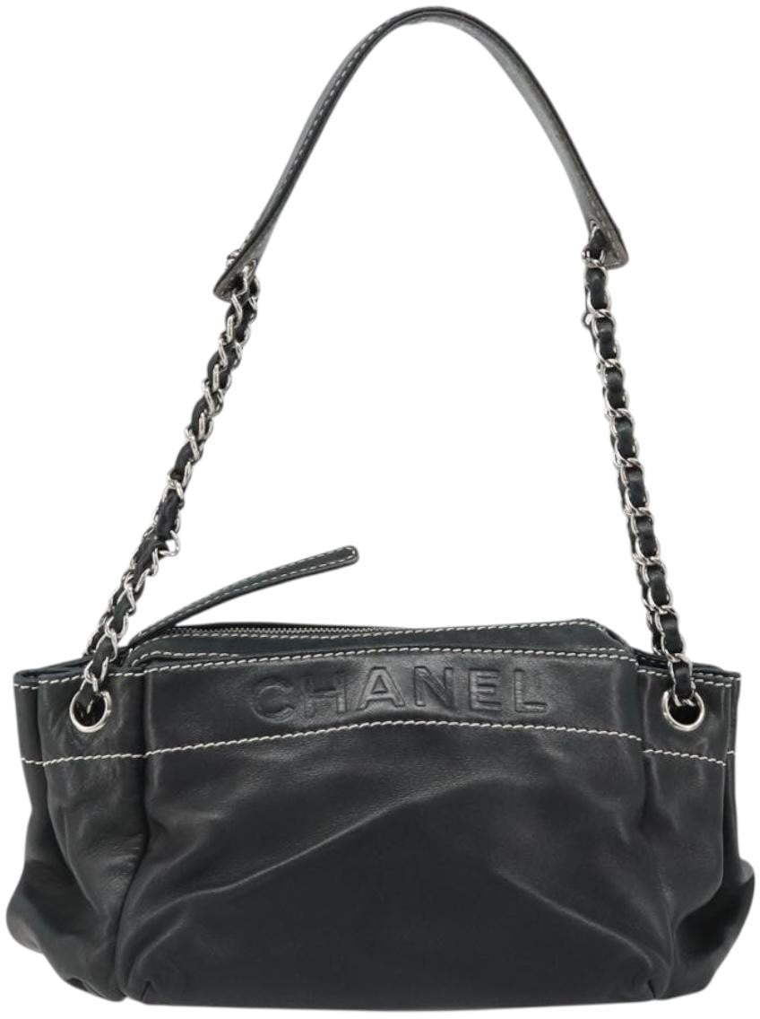 Chanel CC Shoulder Bag Leather Large Zwart