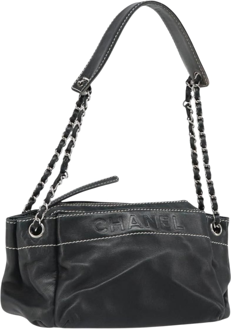 Chanel CC Shoulder Bag Leather Large Zwart