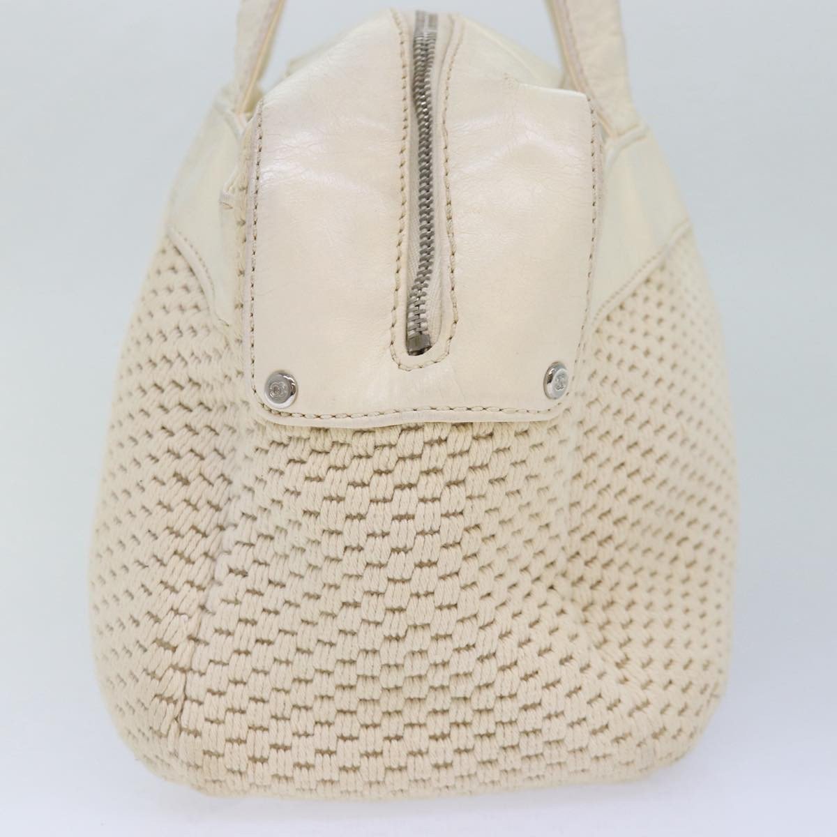 Chanel Chanel Zip Shoulder Bag Canvas Beige