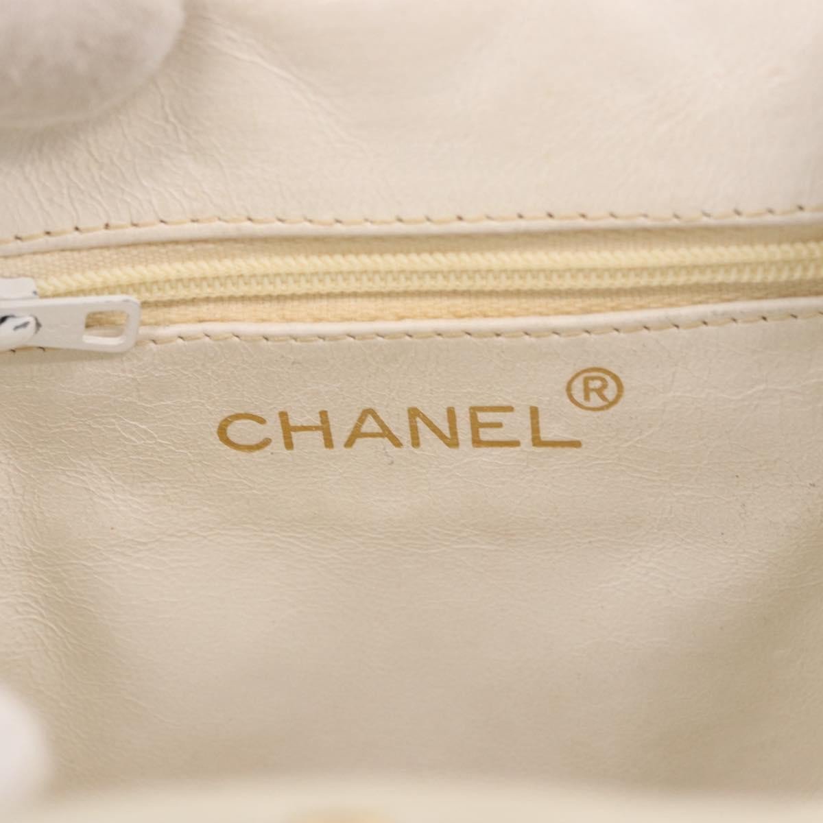 Chanel Vintage Diamond CC Tassel Quilted Lambskin Small Wit