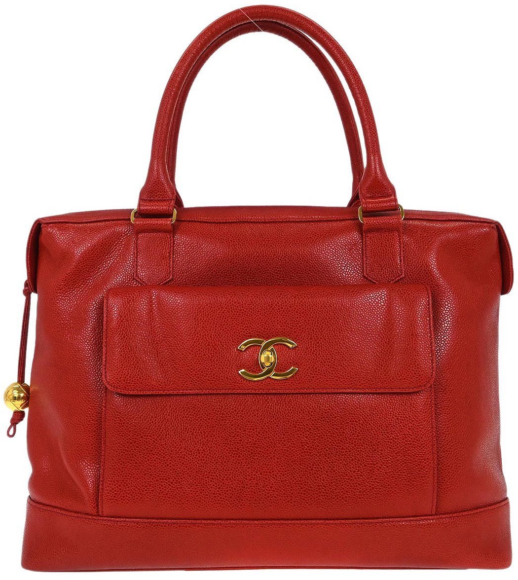 Chanel Chanel Vintage CC Front Pocket Briefcase Caviar Rood