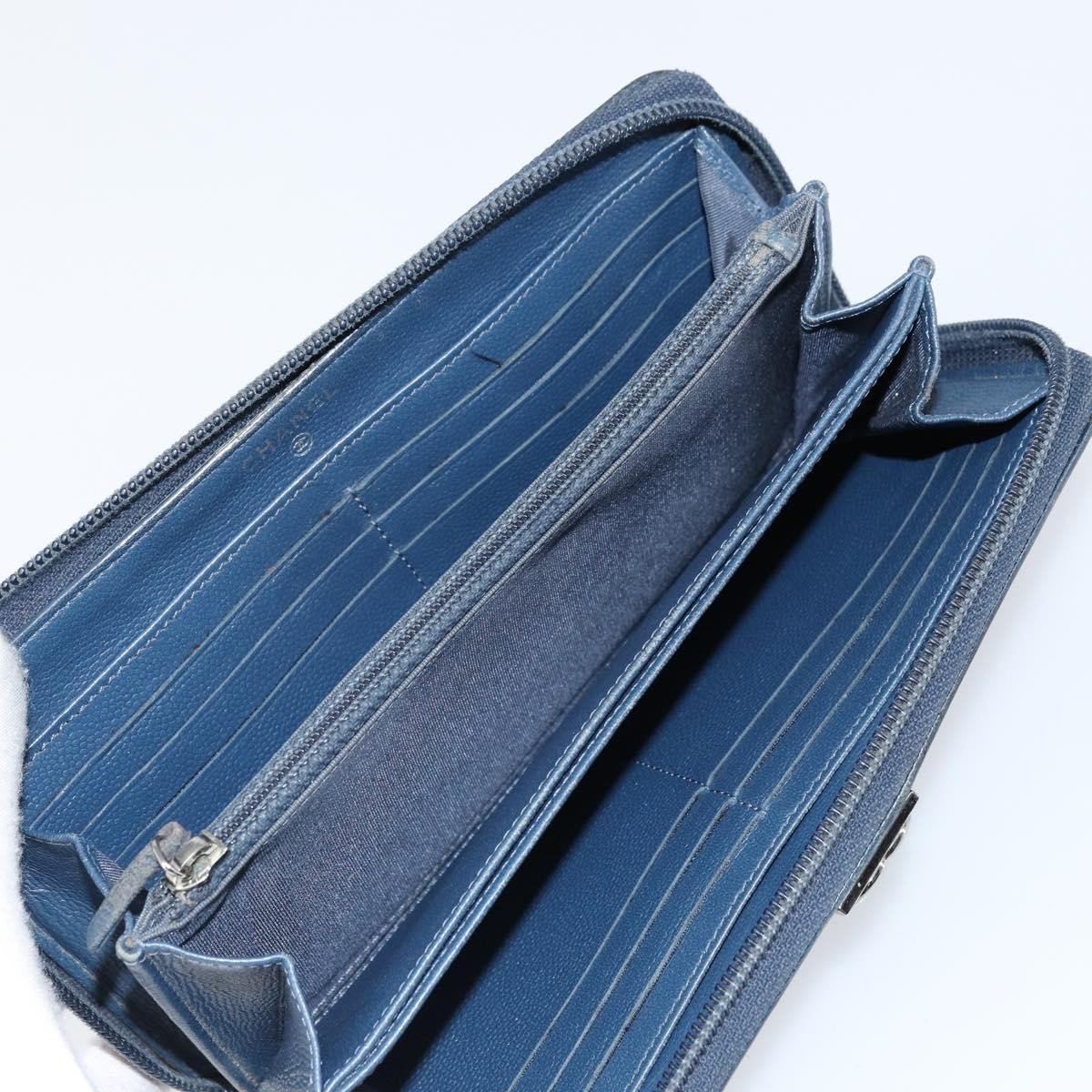 Chanel Chanel Boy Yen Wallet Quilted Lambskin Navy