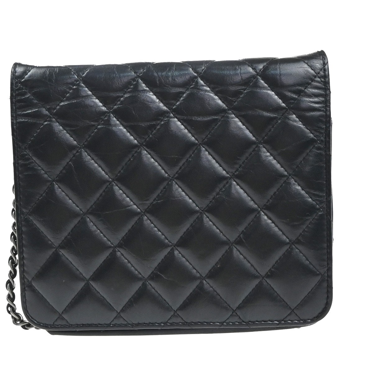 Chanel Chanel So Black Reissue 2.55 Wallet on Chain Quilted Aged Calfskin Zwart