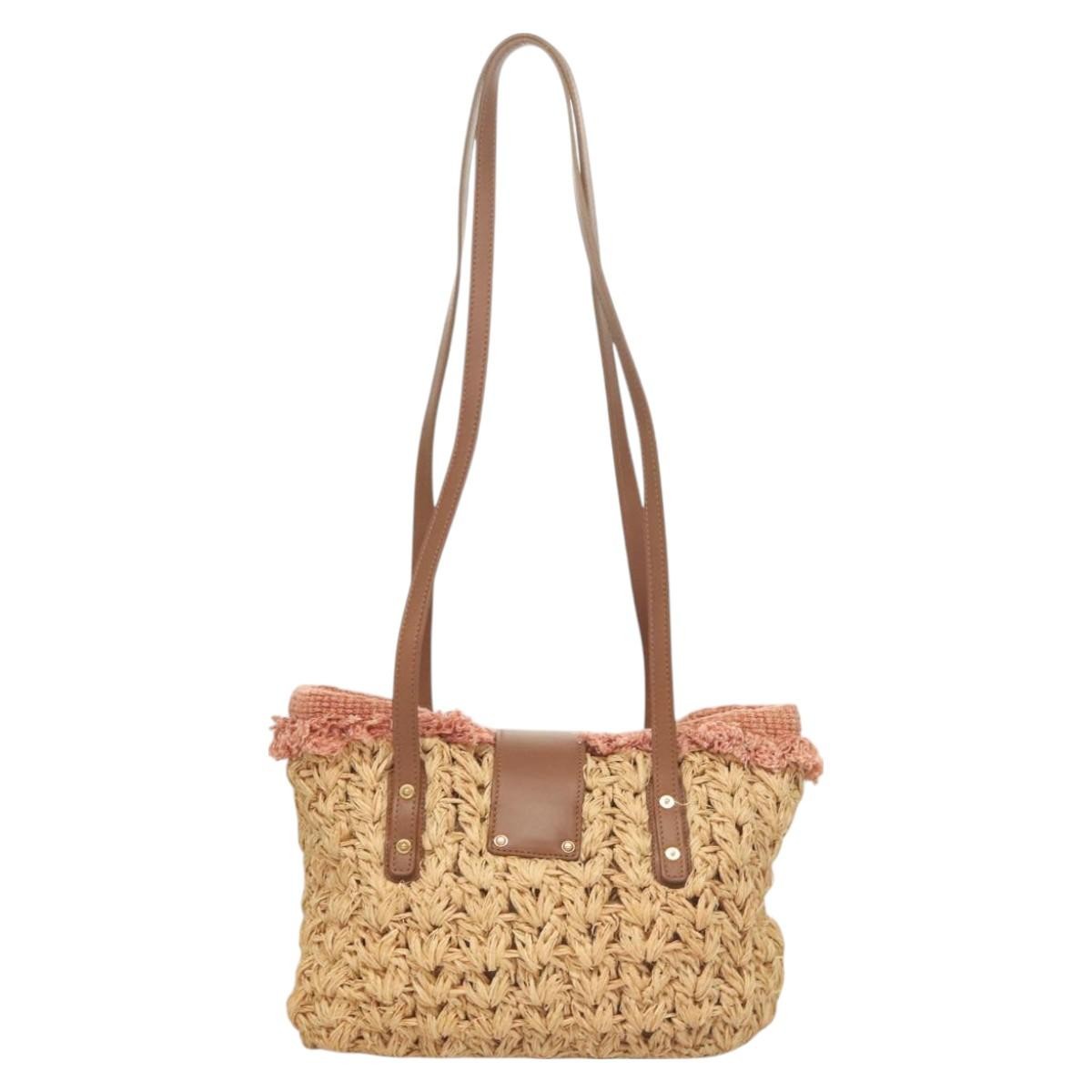 Chanel Chanel Mademoiselle Lock Tote Woven Straw Large Beige