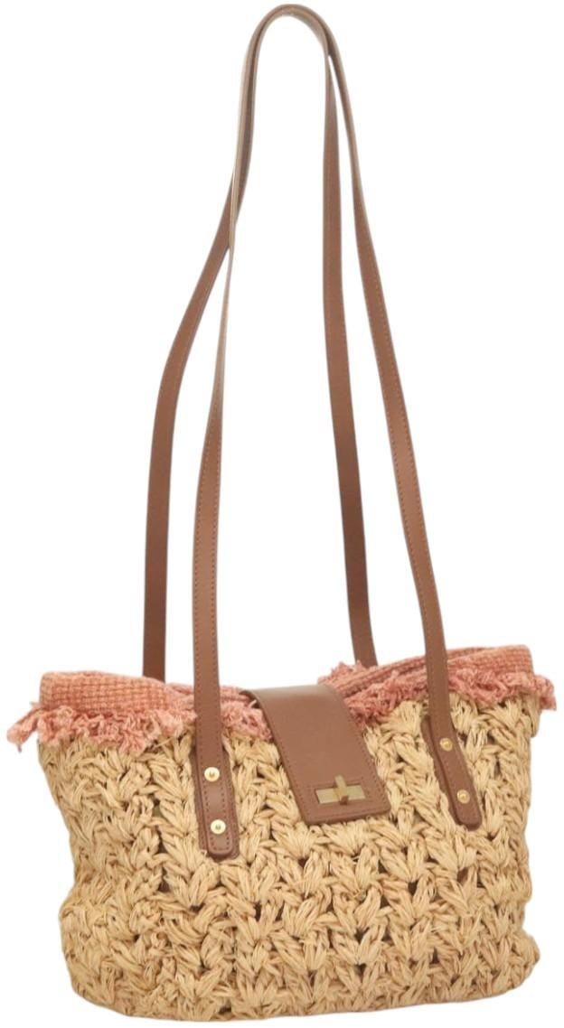 Chanel Chanel Mademoiselle Lock Tote Woven Straw Large Beige