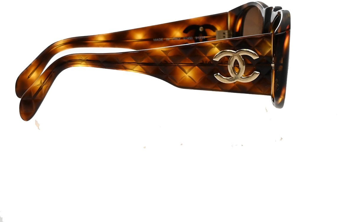 Chanel CC Logo Matelasse Sunglasses Eye Wear Plastic Bruin