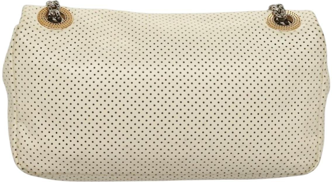 Chanel Chanel Reissue 2.55 Chain Clutch Punching leather White Silver gold CC Auth Wit