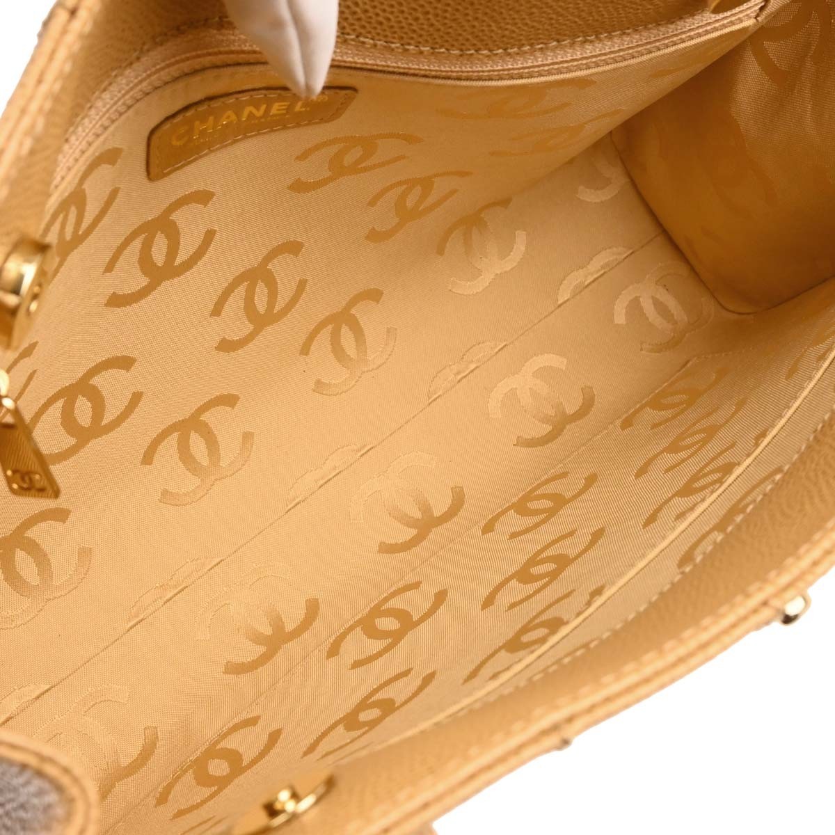 Chanel Chanel Vintage Chocolate Bar Open Tote Quilted Caviar Medium Beige