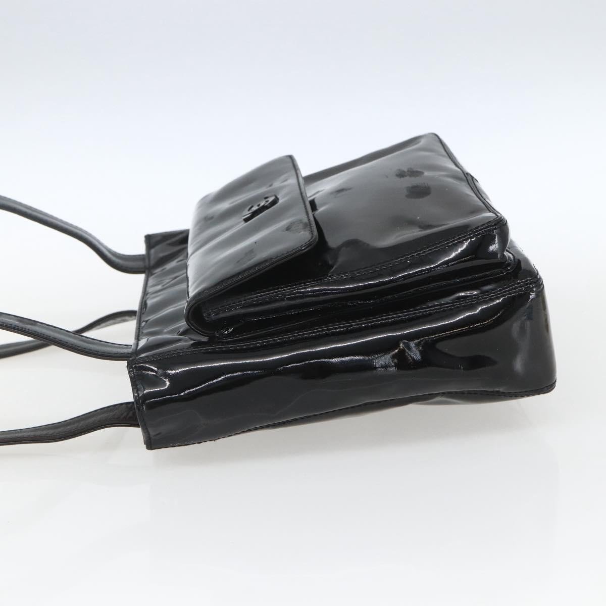 Chanel Vintage Flap Shoulder Bag Patent Leather Zwart