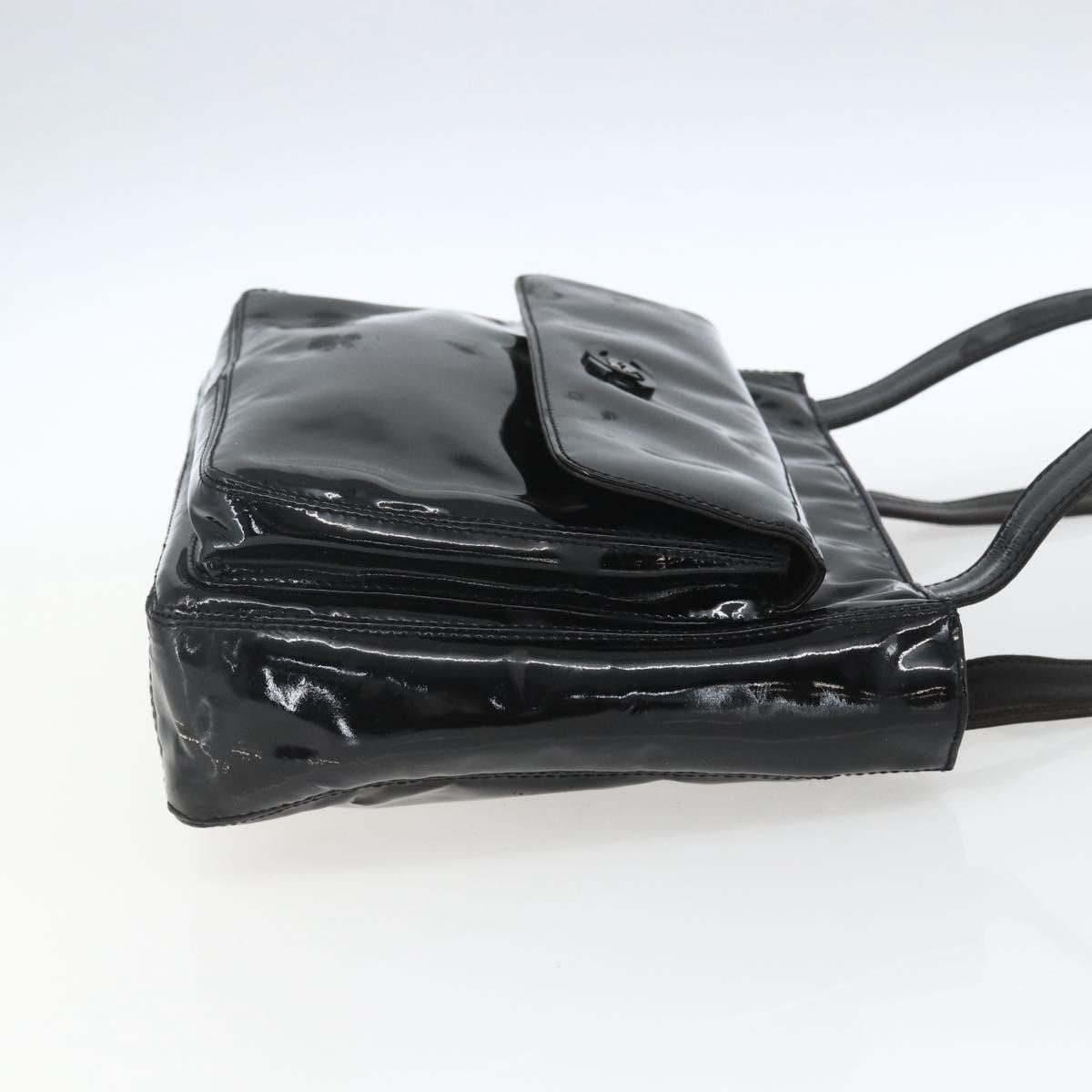 Chanel Vintage Flap Shoulder Bag Patent Leather Zwart